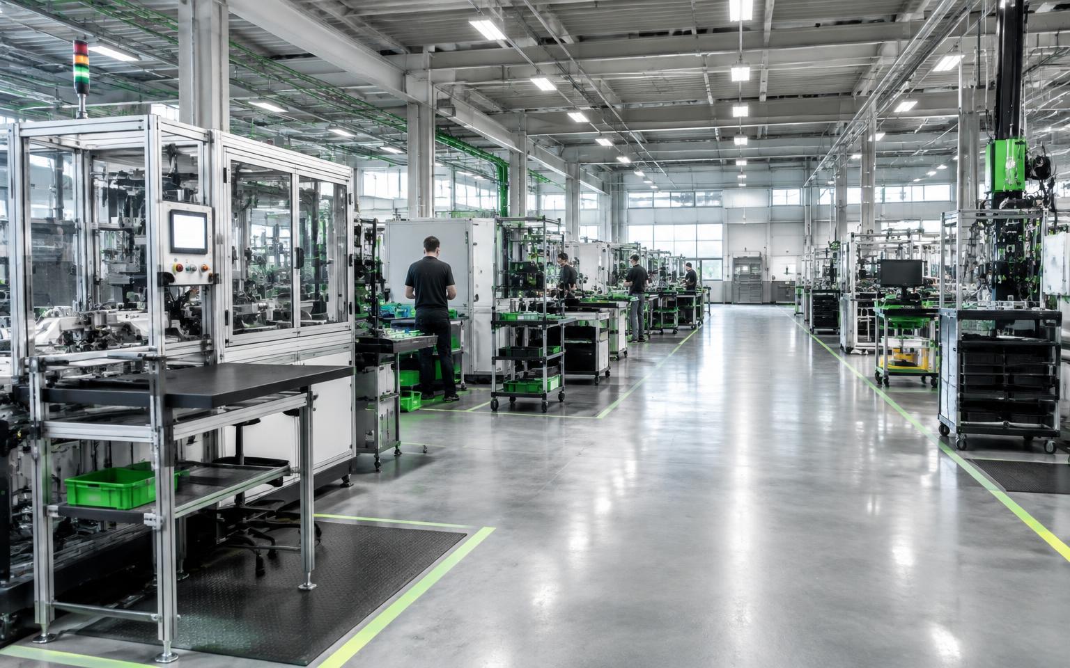 Modern manufacturing facility with efficient LED lighting